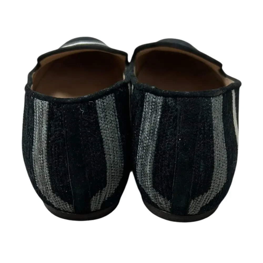J. Crew Black and Gray Stripe Patterned Loafers Women's size 8 - Picture 4 of 7